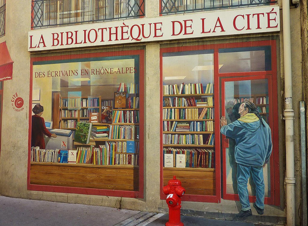 La Bibliothèque de la Cité, quai de la Pêcherie · Œuvre CitéCréation · Photo diffusée sur Flickr